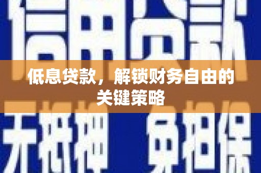 连云港低息贷款，解锁财务自由的关键策略